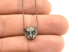 Black Leopard Pendant, 1 Gunmetal Leopard Head Beads, CZ Micro Pave Bead 11mm  L02   B-3