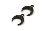 Black Moon Charm, 6 Oxidized Brass Black Textured Horn Charms, Pendant, Jewelry Finding (12x3.50x3mm) N0305 H0158