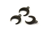 Black Moon Charm, 6 Oxidized Brass Black Textured Horn Charms, Pendant, Jewelry Finding (12x3.50x3mm) N0305 H0158