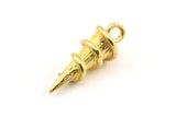 Raw Brass Spike, 3 Raw Brass Spike Tribal Pendants With 1 Loop (22x8mm) U127