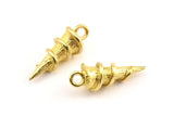 Raw Brass Spike, 3 Raw Brass Spike Tribal Pendants With 1 Loop (22x8mm) U127