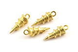 Raw Brass Spike, 3 Raw Brass Spike Tribal Pendants With 1 Loop (22x8mm) U127