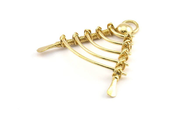 Brass Fence Charm, 1 Raw Brass Fence Pendant With 1 Loop, Earring Findings, Charms (49x44x8x6mm) U107