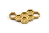 Brass Honeycomb Pendant, 3 Raw Brass Honeycomb Pendant, Charms, Findings (33x18x2.4mm) U114