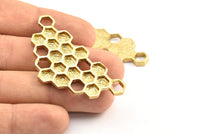 Brass Honeycomb Pendant, 1 Raw Brass Honeycomb Pendant, Charms, Findings (57x28x2.4mm) U115