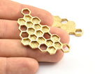 Brass Honeycomb Pendant, 1 Raw Brass Honeycomb Pendant, Charms, Findings (57x28x2.4mm) U115