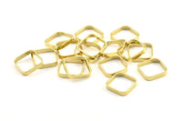Brass Square Charm, 12 Raw Brass Square Connectors, Minimalist Necklace Findings (16.5x2.9x0.9mm) BS 2341