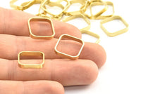 Brass Square Charm, 12 Raw Brass Square Connectors, Minimalist Necklace Findings (16.5x2.9x0.9mm) BS 2341