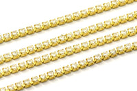 Zirkonyum Pirinç Zincir, 1 Metre Zirkonyum CZ Yapay Elmas Zincir, Pirinç Çerçeve, 2mm Z117