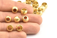 Brass Spacer Beads, 24 Raw Brass Industrial Findings, Spacer Beads (10x7.6mm) R041