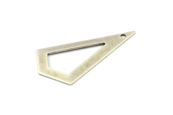 Silver Triangle, 6 Antique Silver Plated Triangle Charms with 1 holes (38x20x0.60mm) U018 H0263