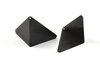 Black Tiny Kite Charm, 2 Oxidized Brass Black Geometric Triangles (31mm) U003 S241