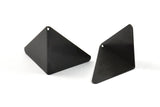 Black Tiny Kite Charm, 2 Oxidized Brass Black Geometric Triangles (31mm) U003 S241