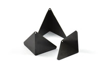 Black Tiny Kite Charm, 2 Oxidized Brass Black Geometric Triangles (31mm) U003 S241