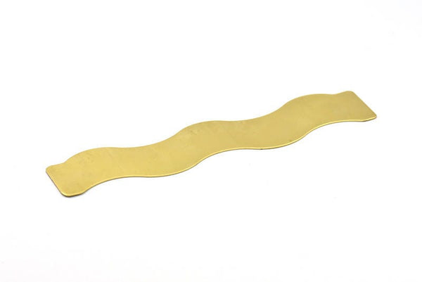 Brass Bracelet Blank - 2 Raw Brass Wave Flat Stamping Bracelet Blank (25x152x0.80mm) V067