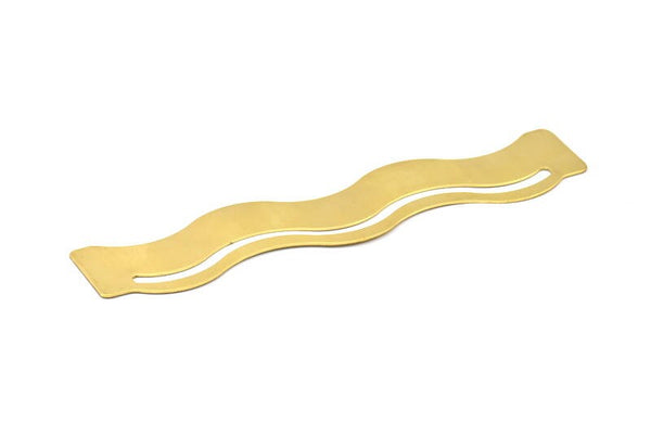 Brass Bracelet Blank - 2 Raw Brass Wavy Flat Stamping Bracelet Blank (25x152x0.80mm) V074