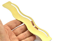 Brass Bracelet Blank - 2 Raw Brass Wave Flat Stamping Bracelet Blank (30x152x0.80mm) V073