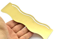 Brass Bracelet Blank - 2 Raw Brass Wawe Flat Stamping Bracelet Blanks (50x152x0.80mm) V066