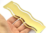 Brass Bracelet Blank - 2 Raw Brass Wawe Flat Stamping Bracelet Blanks (50x152x0.80mm) V063