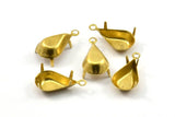 Pear Prong Setting, 25 Raw Brass Pear Drop with 1 Loop, Prong Settings with 4 Claw (8x13mm) S439