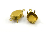 Pear Prong Setting, 25 Raw Brass Pear Drop with 2 Loop, Prong Settings with 4 Claw (13x18mm) S538