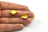 Pear Prong Setting, 25 Raw Brass Pear Drop with 2 Loop, Prong Settings with 4 Claw (13x18mm) S538