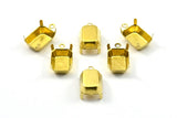 Rectangle Prong Setting, 25 Raw Brass Rectangles with 1 Loop, Prong Settings with 4 Claws  (10x14mm) S616
