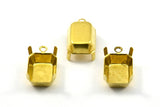 Rectangle Prong Setting, 25 Raw Brass Rectangles with 1 Loop, Prong Settings with 4 Claws  (10x14mm) S616