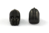 Black Robot Beads, 2 Oxidized Brass Black Robot Bracelet Parts (10x8mm) N0407 S625