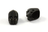 Black Robot Beads, 2 Oxidized Brass Black Robot Bracelet Parts (10x8mm) N0407 S625