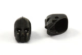 Black Robot Beads, 2 Oxidized Brass Black Robot Bracelet Parts (10x8mm) N0407 S625