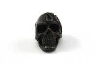 Black Skull Head, 1 Oxidized Brass Black Skull Head Bracelet Parts (19x11x12.5mm) N0426 S625