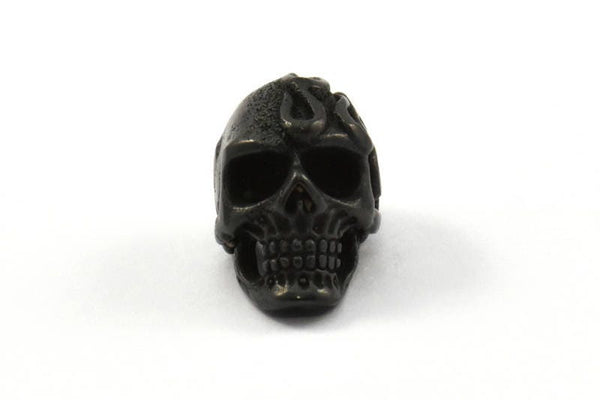 Black Skull Head, 1 Oxidized Brass Black Skull Head Bracelet Parts (19x11x12.5mm) N0426 S625