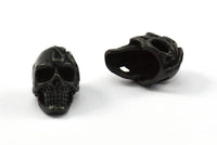 Black Skull Head, 1 Oxidized Brass Black Skull Head Bracelet Parts (19x11x12.5mm) N0426 S625