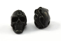 Black Skull Head, 1 Oxidized Brass Black Skull Head Bracelet Parts (19x11x12.5mm) N0426 S625