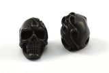 Black Skull Head, 1 Oxidized Brass Black Skull Head Bracelet Parts (19x11x12.5mm) N0426 S625