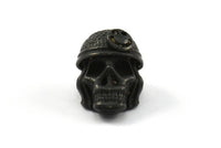 Black Pirate Finding, 1 Oxidized Brass Black Skull Head Bracelet Parts (17x12x11mm) N0423 S625