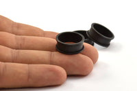 Black Channel Ring, 3 Oxidized Brass Black Channel Ring Settings (17mm) N0477 S183