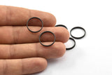 Black Circle Connectors, 50 Oxidized Brass Black Circle Connectors (17x0.8x2mm) D0309 S237