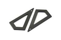 38mm Black Triangle, 2 Oxidized Brass Black Triangle Charms with 1 holes (38x20x0.60mm) U018 S151