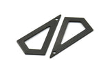 38mm Black Triangle, 2 Oxidized Brass Black Triangle Charms with 1 holes (38x20x0.60mm) U018 S151