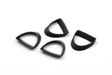 Black Half Circle, 12 Oxidized Brass Black Semi Circle Thick Cut Connectors (8x16x0.4x2x15mm) D0113 S209