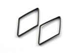 Black Diamond Charm, 6 Oxidized Brass Black Wide Cut Open Diamond Ring Charms (20x40x5x0.5mm) D0167