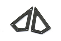 38mm Black Triangle, 2 Oxidized Brass Black Triangle Charms with 4 holes (38x20x0.60mm) U038 S222