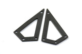 38mm Black Triangle, 2 Oxidized Brass Black Triangle Charms with 4 holes (38x20x0.60mm) U038 S222
