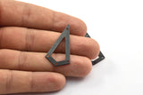 38mm Black Triangle, 2 Oxidized Brass Black Triangle Charms with 4 holes (38x20x0.60mm) U038 S222