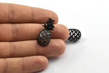 Black Pineapple Pendant, 2 Oxidized Brass Black Pineapple Pendants (30x13.4x6.3mm) N0250 S427