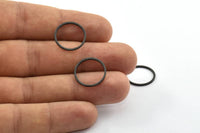 Black Circle Connectors, 25 Oxidized Brass Black Circle Connectors (17x1x1mm) Bs 1097 S214