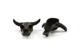 Black Huge Ox Pendant, 1 Oxidized Brass Black Large Ox Head Skull Charms, Pendants (28x26mm) N0403