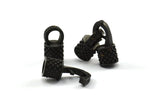 Leather Hook Caps, 2 Oxidized Brass Black Leather Cord Ends, Hook Ends for 5mm Leather Cord (17x14x8mm) N0311 S626